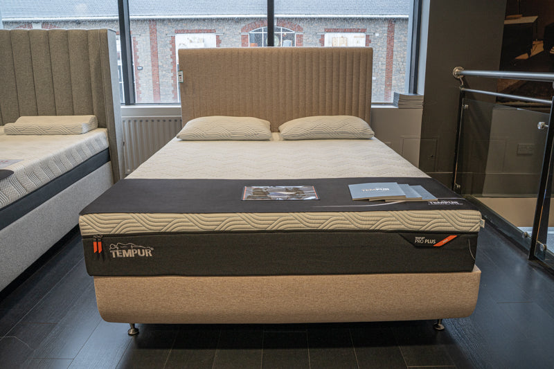 Tempur – 5 Ft Arc storage bed with vertical headboard and Pro plus firm mattress ( 25 cm )
