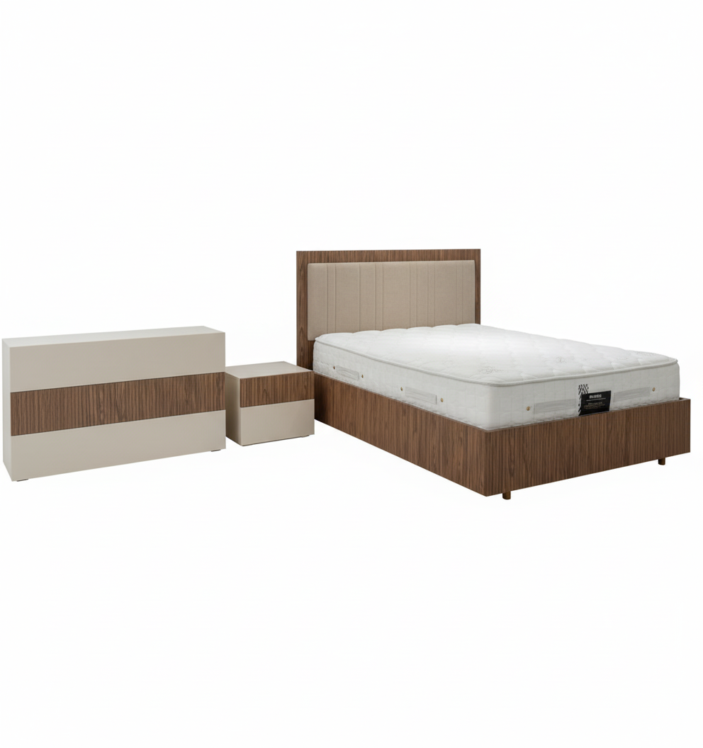 Bepop bedroom 5ft bedframe + 2 lockers + chest
